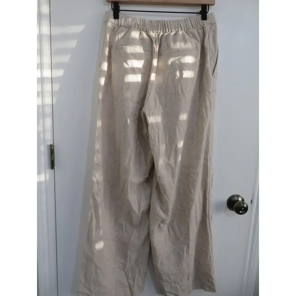 Banana Republic Women Sz S Cream High Rise Tapered Linen Blend Pants Neutral